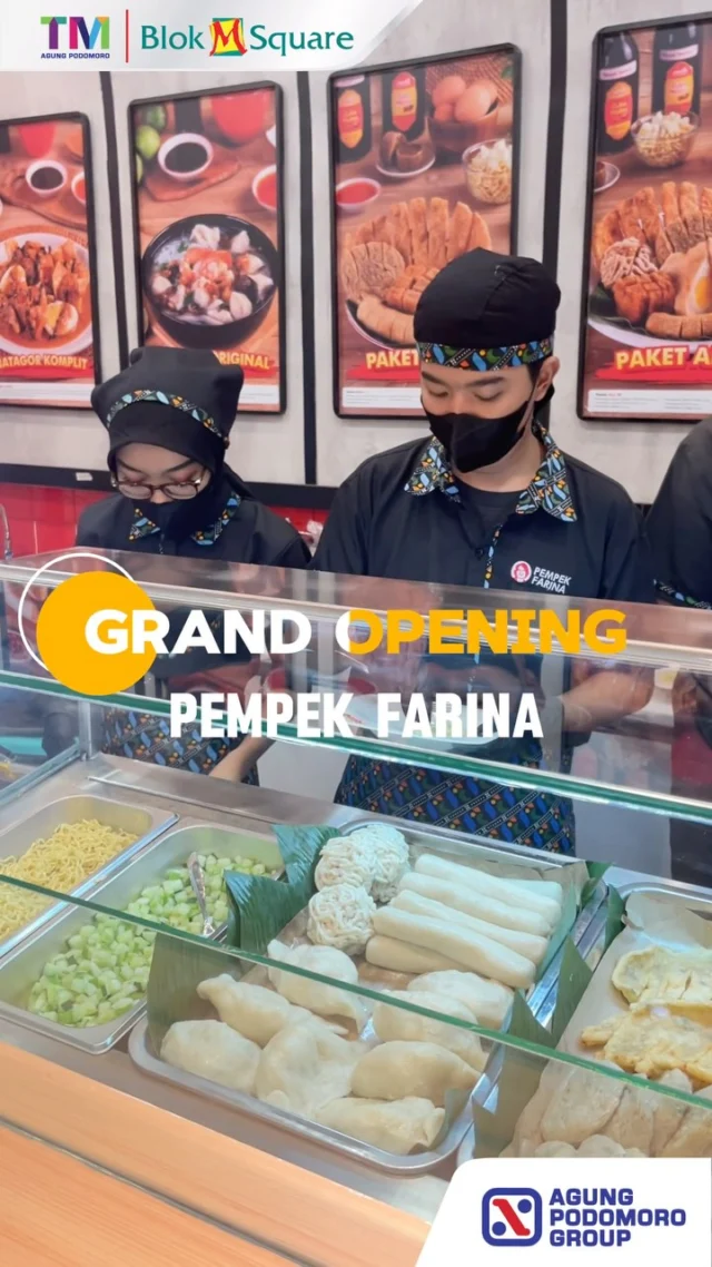 Pempek Farina resmi buka cabang baru di Blok M Square!🥳

Dalam rangka grand opening, ada promo spesial BUY 2 GET 3

Yuk langsung aja mampir dan nikmati pempek asli Palembang pempek Farina✨

📍Lantai UG (depan pintu Berlian 3)

#pempekfarina #blokmsquare #kulinerjakarta #pempekpalembang #kulinerviral #promo #grandopening